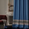 Stoa Paris Satin Curtain for Door, 70% Blackout Curtains, Sun Protection, Set of 2, Versailles - Celestial Blue