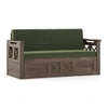 Bram 3 Seater Sofa Cum Bed in Danish Walnut Finish with Moss Green Colour