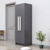 Hexa Red Wooden 2 Door Wardrobe with 4 Shelves in Slate Grey Colour