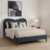 Elaris Curve Comfort Queen Size Bed in velvet With Engineer Wood Frame & Hydraulic Storage