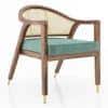 Hayworth Lounge Chair in Teak Finish and Dusty Turquoise Velvet Colour