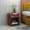Woodcut Solid Wood Bedside Table in Teak Finish