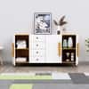 Hexa Red Multipurpose Storage Cabinet With 4 Drawer 3 Door in Giant Wood And Frosty White Colour