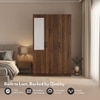Zoey Engineered Wood 3 Door Wardrobe With Mirror in Classic Walnut Finish