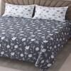 Charcoal Floral Cotton 400 Tc Flat Super King Size Bedsheet With 2 Pillow Covers