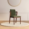 Harper Solid Wood Single Dining Chair In Honey Finish with Moss Green Colour