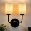 Buster Dual Off White Cotton Wall Mounted Lamp with Iron Base (KV31)