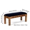 Milford Sheesham Wood Accent 3 Seater Dining Bench in Navy Blue Mosha Velvet