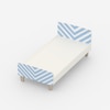 Minimalist Kids Single Bed in White and Light Blue Stripes