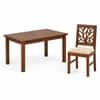 Globally Indian Ojasvi Solid Sheesham Wood 6 Seater Dining Table Set 6 Chairs Beige