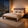 Luxe Solid Wood Queen  Size Upholstered Bed Without Storage (Provincial Teak Finish, Brown Colour)