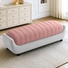 Marko Velvet 2 Seater 5 Feet Ottoman Bench in Peach & Grey Color