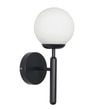 Divina Single Light Wall Fitting In Black  Finish With Opal Frosted White Glass