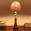 Devansh Beige Jute Table Lamp With  Wood Natural Base(10X10X21 Inches)-34