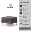 Doe Buck Luxe Boucle Square Ottoman in Grey Colour with Gold Metal Legs