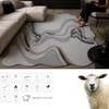 Handmade Wool Silk Shaped Rug Modern Wave Beige 5 x 7 Feet Carpet