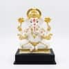 Devotional Lotus Grace Ganesha Statue in White and Gold Colour