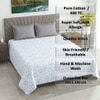 White And Grey  Geometric Cotton  400 Tc  Flat  Double Queen Size Bedsheet With 2 Pillow Covers