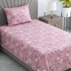 Pink Floral 290 Tc  Cotton Flat  Single Bedsheet With 1 Pilllow Cover