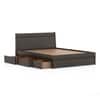 Basel Solid Wood Queen Size Drawer Storage Bed In Dark Chestnut Finish
