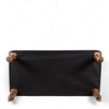 Bestone Sheesham Wood Accent Dining Bench in Black Leatherite Teak Finish