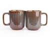 Brown Aqua Drizzle Rustic Glazed Mug Set