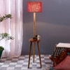 Harmon Maroon Cotton Shade Floor Lamp