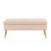 Doe Buck Velvet Tufted Storage Bench in Beige Colour with Gold Legs