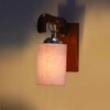 Devansh Solid Wood Electric Wall Light in Brown Colour with Grey Shade Count of 1 Light
