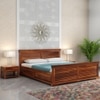 Hearti Sheesham Wood King Size Bed In Teak Finish With Box Storage (72 x 78 inches)