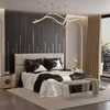Stoa Paris Super King 5PC Satin Bedding Set  5PC Deep Black-Ivory White Gold