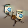 Devansh Metal Electric Wall Light in Gold Colour with Multi Shade Count of 2 Lights