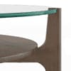 Cayman Round Glasstop Coffee Table with Storage in Danish Walnut Finish