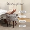 Botanic Fabric Wooden Ottoman in Grey Color