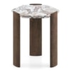 Kanso Hexagon Toronto Marble and Solid Wood Side Table in Danish Walnut Finish