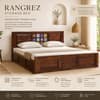 Rangrez Sheesham Wood King Size Bed in Provincial Teak Finish with Box Storage