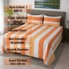 Zane Orange Geometric 350 TC Cotton Flat Queen Size Bedsheet with 2 Pillow Covers – Threads