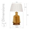 PAOLA  Amber Glass and Wood table Lamp With Tuck Plated White Cotton Shade