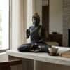Devotional Blessing Buddha Statue in 15 Inch in Black and Gold Colour