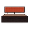 Florence Solid Wood King Size Drawer Storage Bed In Mahogany Finish