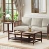 Sera Rectangular Marble and Square Marble Nested Coffee Table with Square Marble Side Table in Walnut Finish