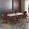 Aeris 6 To 8 Seater Extendable Dining Table With 6 Bren Chairs (Finish : Rome Travertine, Chair Colour : Auburn Colour)