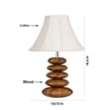 Devansh Off-White Cotton Table Lamp With Wood Pebble Lamp (12X12X16.5) Inches
