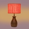 Devansh Orange Jute Table Lamp With Wood Natural Base (7X13 Inches)-19
