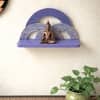 Multishade Colour Solid Wood Handcarved Neel Indradhanush  Floating Wall Shelf with distres finish by DisooFashions