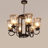 Eliante Golden Chandelier, 6 Lights, Mild Steel Frame With Glass Shades – Elegant Modern Ceiling Light