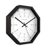 Octagonal Wooden Wall Clock with Dual Time Dial Design