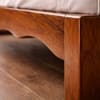 Luxe Solid Wood Queen  Size Upholstered Bed Without Storage (Provincial Teak Finish, Brown Colour)