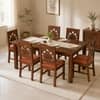 Globally Indian Yashvi Solid Sheesham Wood 6 Seater Dining Table Set 6 Chairs Terracotta Orange