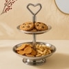 Metalsmith Two Tier Serveware Stand with Heart Handle Silver Finish